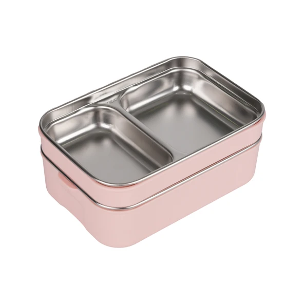 Relaxion İki Katlı, Paslanmaz Çelik, Pembe Lunch Box/Yemek Saklama ve Taşıma Kabı 1200 Ml. (304) - 4