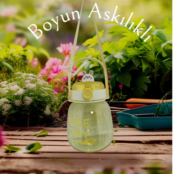 Relaxion, Maskotlu, Hediyeli, Boyun Askılıklı, İthal Lüx Pembe Matara/Suluk 1100 Ml (450) - 4