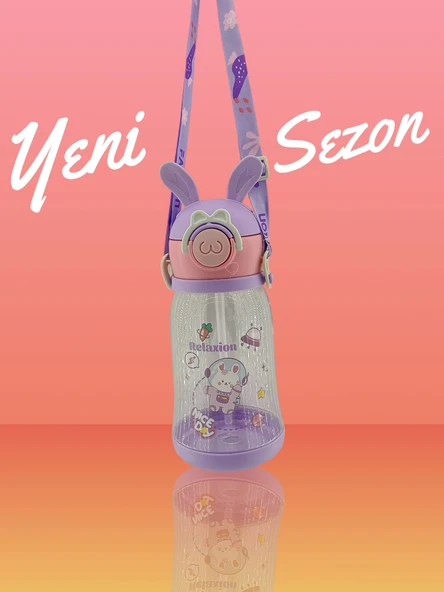 Relaxion, Kulaklı, Boyun Askılıklı, İthal Lüx Mavi Matara/Suluk 600 Ml (444) - 2