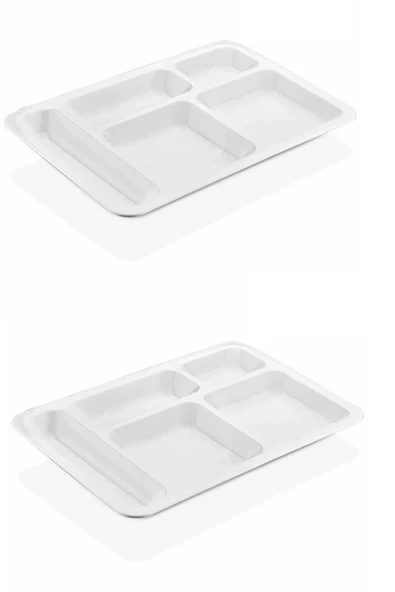1 Adet 5 Bölmeli Kırılmaz Tabldot Tabak Self Servis Yemekhane Okul Lokanta Tabildot (40 cm x28 cm) - 4
