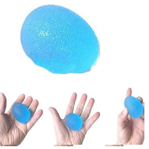 Yumurta Top -  Silikon El Egzersiz Topu Mavi- Sert - 1
