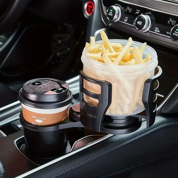 Araç İçi 360 Derece Dönen 2 Bardaklıklı Açılır Ayarlanır Bardak Tutucu Aparat - 2