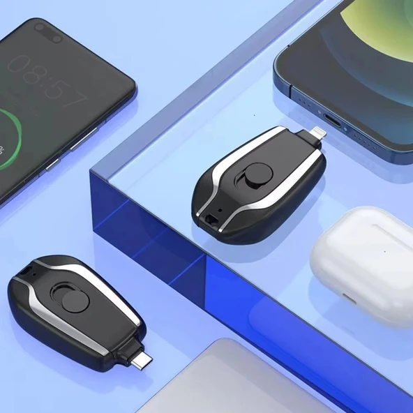 Type C Anahtarlık Şeklinde Mini Taşınabilir Acil Durum Powebank Hızlı Şarj Alet 1500 Mah - 3