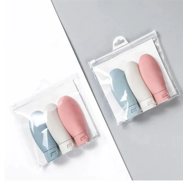 3Lü Seyahat Tipi - Kozmetik  - Krem- Şampuan -Losyon Kutuları 60 ML Kilitli Poşetli Etiketli - 4