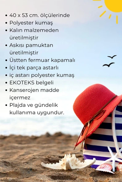 Dijital Baskılı Büyük Boy İçi Astarlı Halat Askılı Kadın Spor Plaj Çantası // 5090 - Resim 4