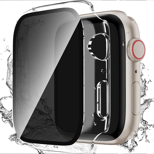 Apple Watch Series 7 8 9 45mm Uyumlu Hayalet PC Sert Kasa Ekran Koruycu 360 Güvenli Koruma  Şeffaf ürün görseli
