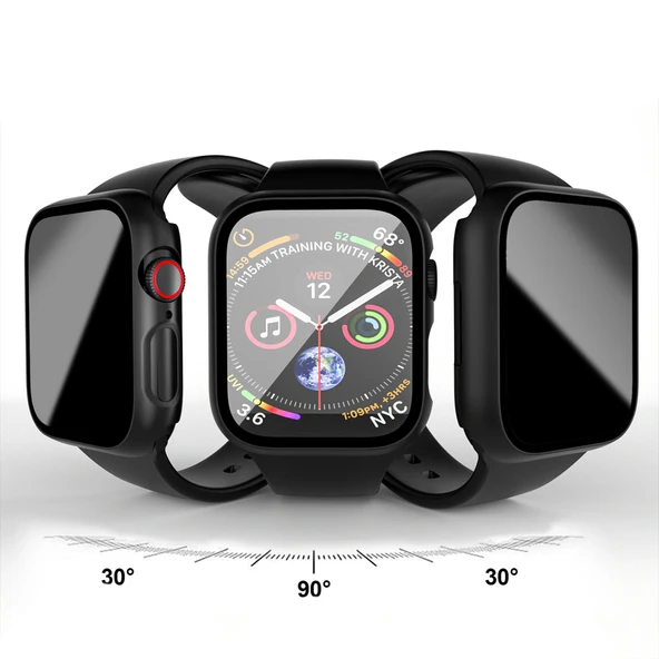 Apple Watch Series 7 8 9 45mm Uyumlu Hayalet PC Sert Kasa Ekran Koruycu 360 Güvenli Koruma  Şeffaf - Resim 2