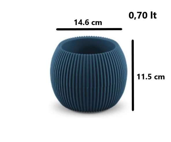 Omnipazar KRS Mercan Dekoratif Sukulent Kaktüs Plastik Saksı Takımı 3'lü Set Gece Mavisi - Resim 6