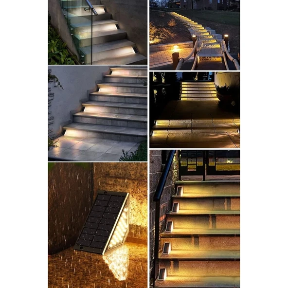 Buffer® 8 Adet Üçgen  Güneş Enerjisi İle Şarj Olan Dış Mekan Solar Basamak Köşe Lambası - Resim 7