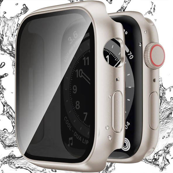 Apple Watch 2 3 4 5 6 44mm Uyumlu Hayalet PC Sert Kasa Ekran Koruycu 360 Güvenli Koruma  Starlight ürün görseli