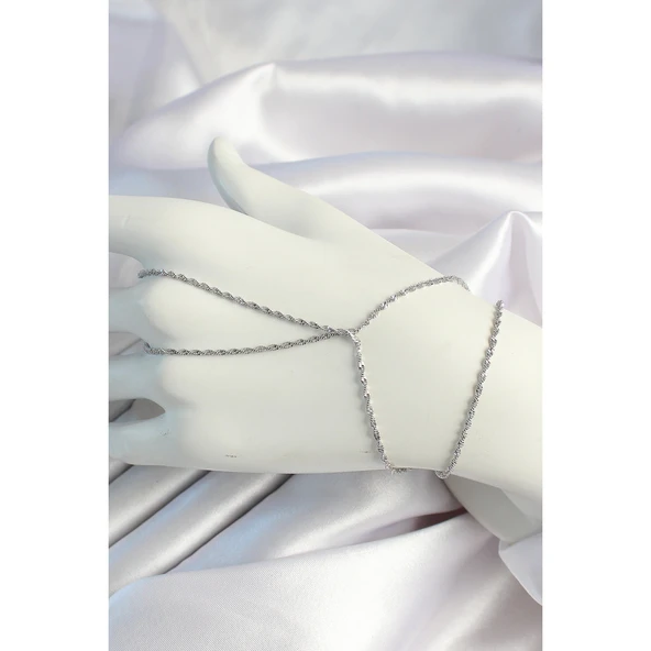 Pirinç Gümüş Renk Burgu Zincirli Şahmeran - Tj-sn646