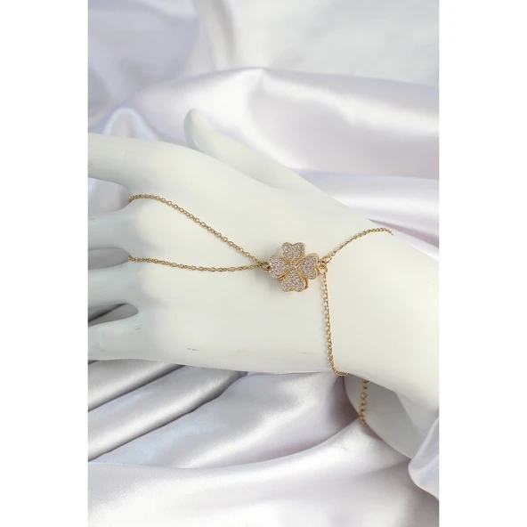 316l Çelik Gold Renk Zincirli Dönen Yonca Figürlü Şahmeran - Tj-sn653