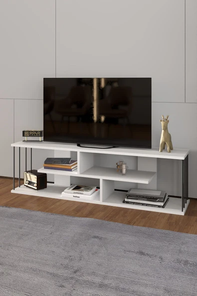 TV SEHPASI TV ÜNİTESİ RAFLI 140 CM GZD BEYAZ - 2