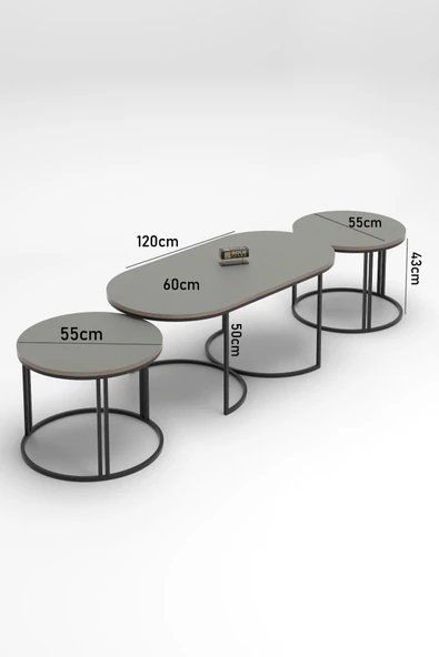 ORTA SEHPA ZİGON SEHPA YAN SEHPA 3 LÜ SET DOLUNAY EFES - 4