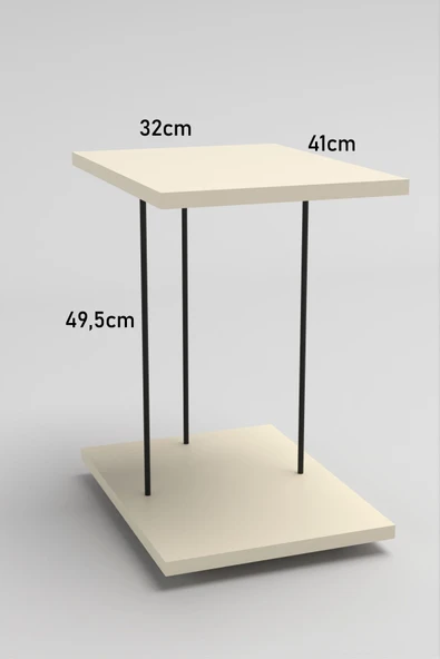 Yan Sehpa Tekerlekli Servis Sehpası HND Dikdörtgen Krem - 4