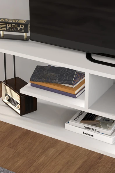 TV SEHPASI TV ÜNİTESİ RAFLI 140 CM GZD BEYAZ - 4
