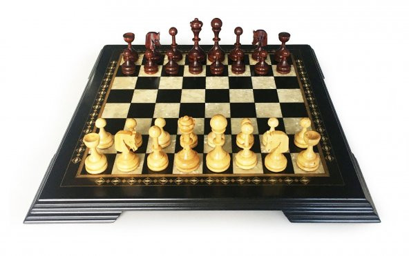 Helena Wood Art Masif Ahşap Koyu Satranç Seti 42 cm - 2