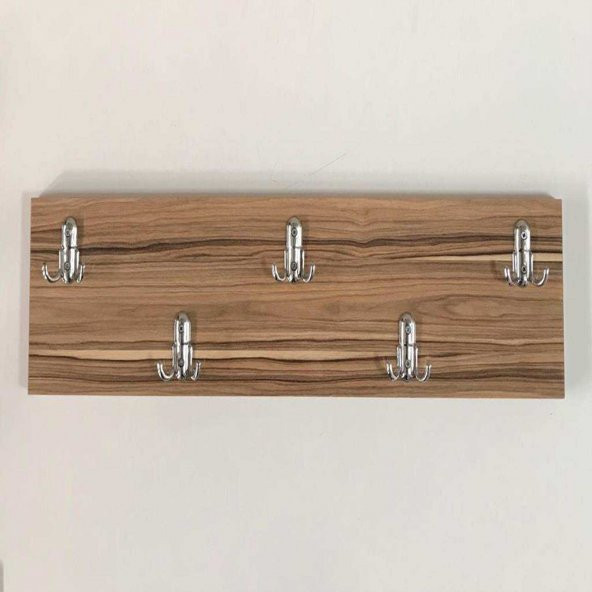 Baston Ahşap 10'lu  Duvar Askısı, Kapı Arkası Amerikan Askı -17X50 cm  -17X50 cm-Samba - 1
