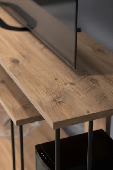 TV SEHPASI TV ÜNİTESİ RAFLI 140 CM GZD PLUS ATLANTİK ÇAM - 3