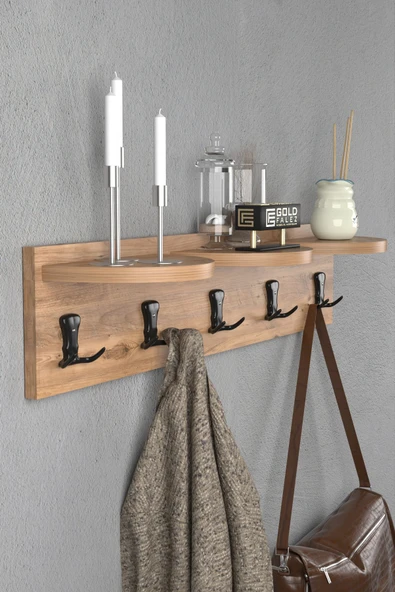 Askılık Duvar Elbise Askılığı Portmanto 80 Cm Atlantik çam - 2