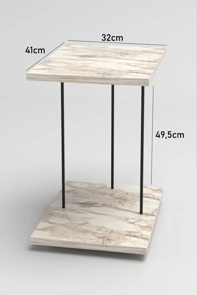 Yan Sehpa Tekerlekli Servis Sehpası HND Dikdörtgen Efes - Resim 2