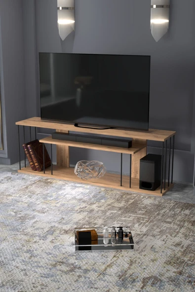 TV SEHPASI TV ÜNİTESİ RAFLI 140 CM GZD PLUS ATLANTİK ÇAM - 2