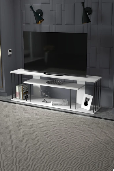 TV SEHPASI TV ÜNİTESİ RAFLI 140 CM GZD PLUS BEYAZ - 2