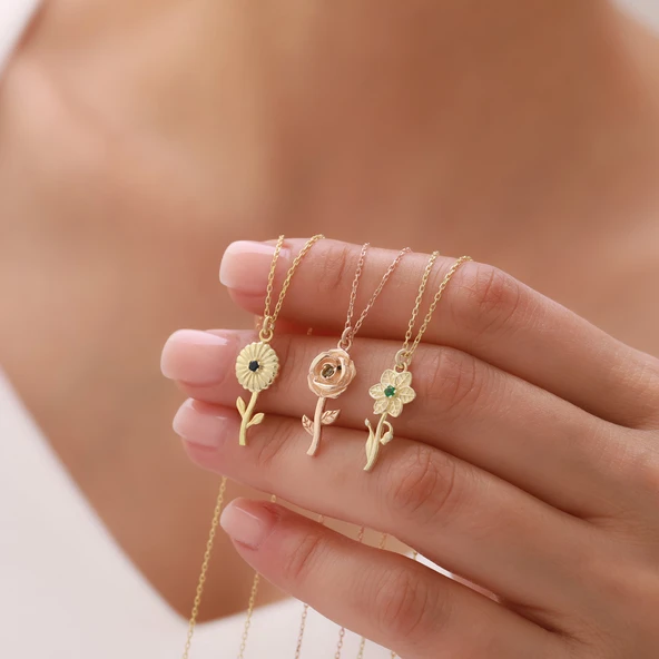 Vaoov 925 Ayar Lacivert Taşlı Yıldız Çiçeği Kolye - Resim 2