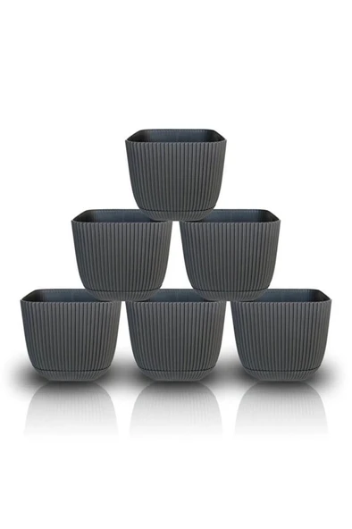 Omnipazar KRS-381 Dekoratif Plastik Mercan Kare Saksı 0.27 litre Antrasit 6 Adet ürün görseli