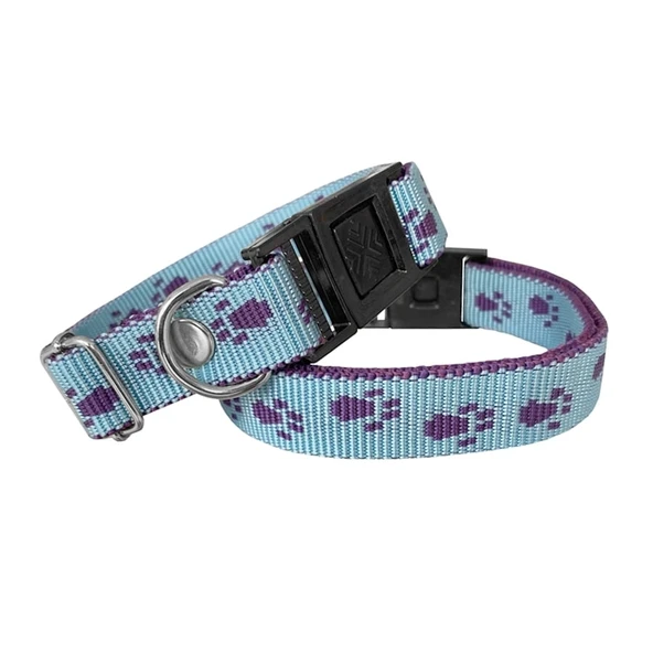 Köpek Tasması Patili Dokuma 2 cm - Min: 30 cm - Max: 50 cm Açık Mavi - 2