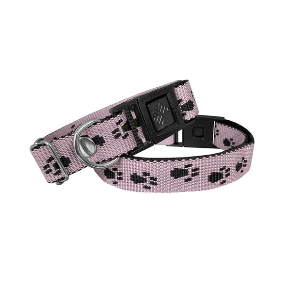 Köpek Tasması Patili Dokuma 2 cm - Min: 30 cm - Max: 50 cm Açık Pembe - 1