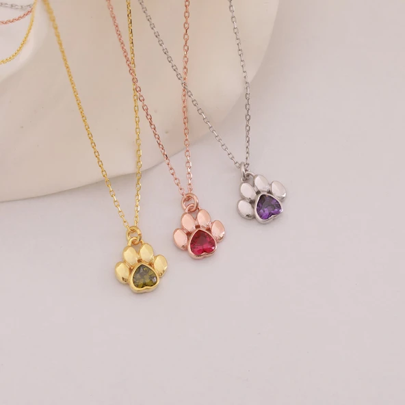 Vaoov 925 Ayar Gümüş Yeşil Taşlı Pati Kolye - Resim 4