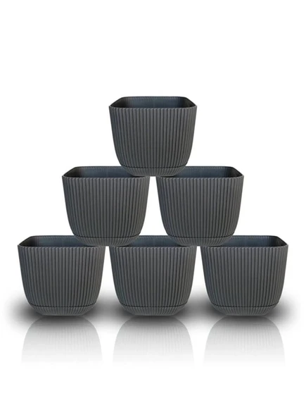 Omnipazar KRS-382 Dekoratif Plastik Mercan Kare Saksı 0.67 litre Antrasit 6 Adet ürün görseli