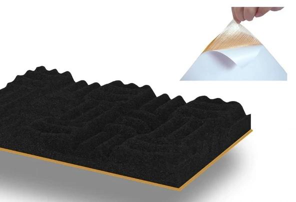 Yapışkanlı Yanmaz Akustik Sünger40mm 50Dns 100cm x 100cm