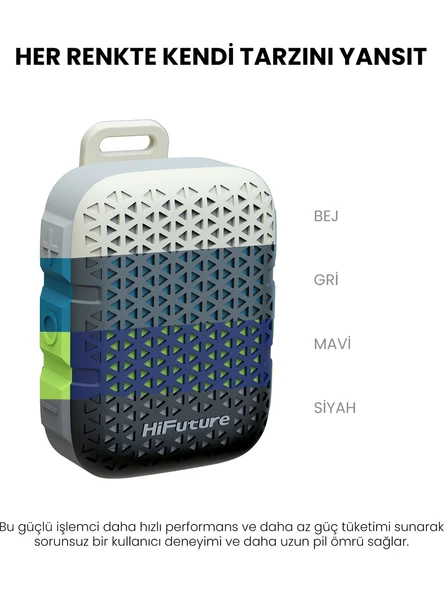 HiFuture Pocket S Kablosuz Bluetooth 5.4 IPX7 Su Geçirmez 5W TWS Taşınabilir Mini Hoparlör Mavi - 5
