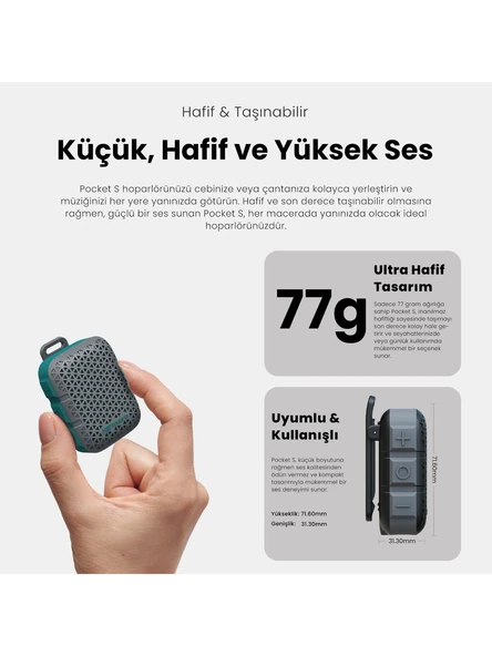 HiFuture Pocket S Kablosuz Bluetooth 5.4 IPX7 Su Geçirmez 5W TWS Taşınabilir Mini Hoparlör Bej - Resim 9