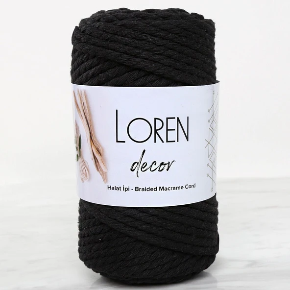 Loren Decor 3 Büküm Makrome İpi Siyah - L006 ürün görseli 1