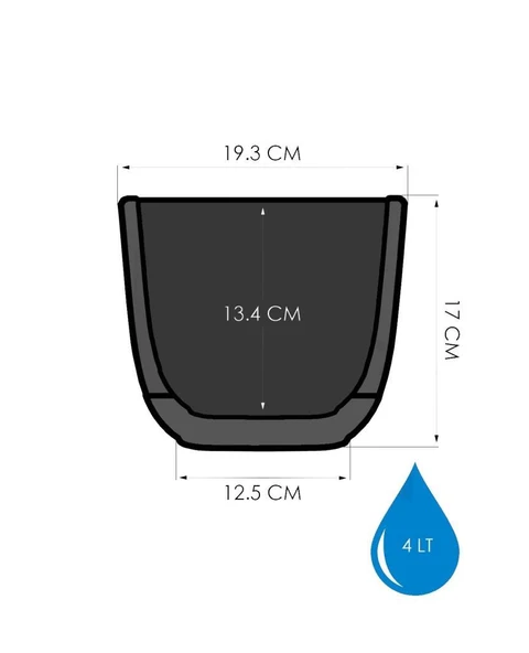Omnipazar KRS-384 Dekoratif Plastik Mercan Kare Saksı 4 litre Antrasit 6 Adet - 2