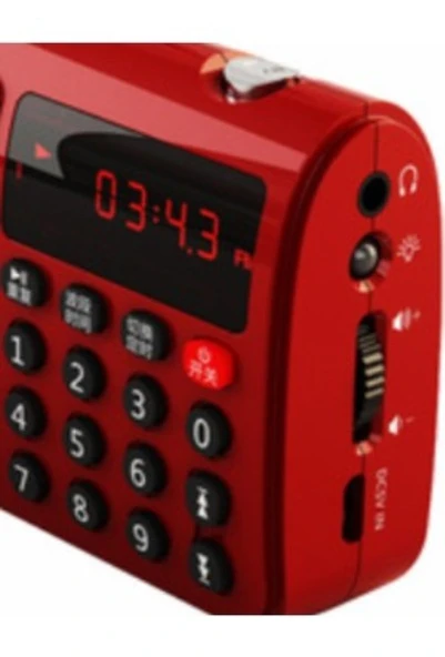 TNX ESLIFETECH26 Mini Music Speaker Radyolu-Fenerli-Sd Kart Girişli Usbli-Radyo-Müzikçalar Kırmızı - 2