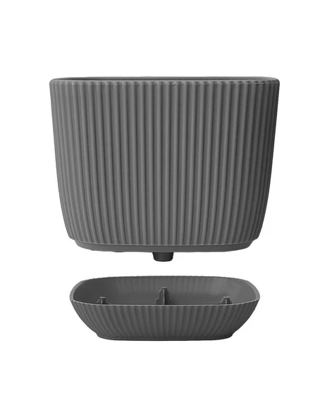 Omnipazar KRS-384 Dekoratif Plastik Mercan Kare Saksı 4 litre Antrasit 6 Adet - 3