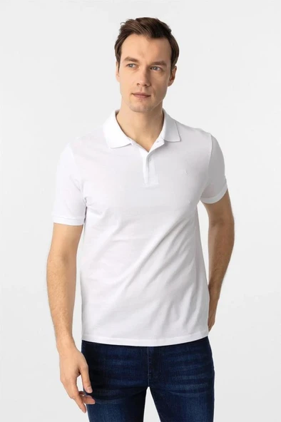 Hipatu Süvari Beyaz Slim Fit Düz Polo Yaka Tişört - 2