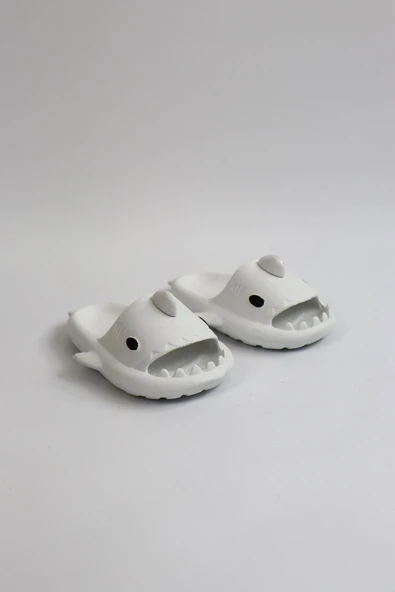 WG500 Köpekbalığı Beyaz Unisex Tam Ortopedik Terlik Shark Slides Cocuk - Resim 5