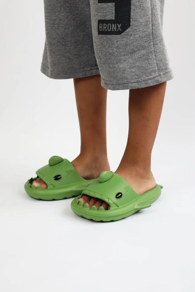 WG500 Köpekbalığı Haki Unisex Tam Ortopedik Terlik Shark Slides - 4