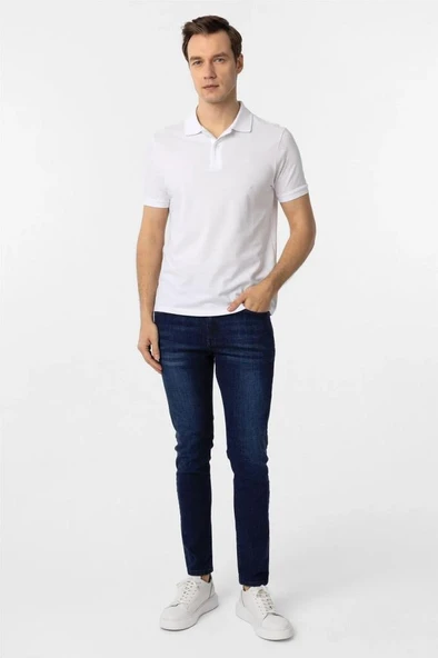 Hipatu Süvari Beyaz Slim Fit Düz Polo Yaka Tişört - 5