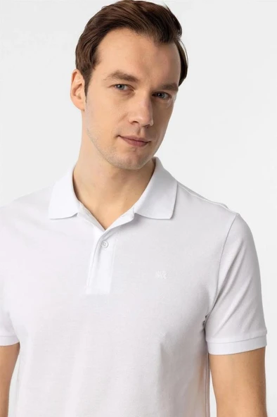 Hipatu Süvari Beyaz Slim Fit Düz Polo Yaka Tişört - 3
