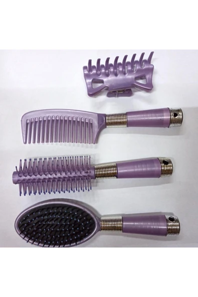 abnturk Plastik Ergonomik Kullanışlı Ayna Toka Fırça Tarak Seti 5 Parça Saç Bakım - 6