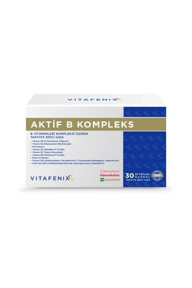 Vitafenix Aktif B Kompleks Benfotiamin B12 B6 Ve Tüm Aktif B Vitaminlerini Içeren Takviye 30 Kapsül