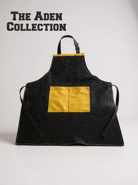 Siyah Kot Kumaş Barista Önlüğü - 4