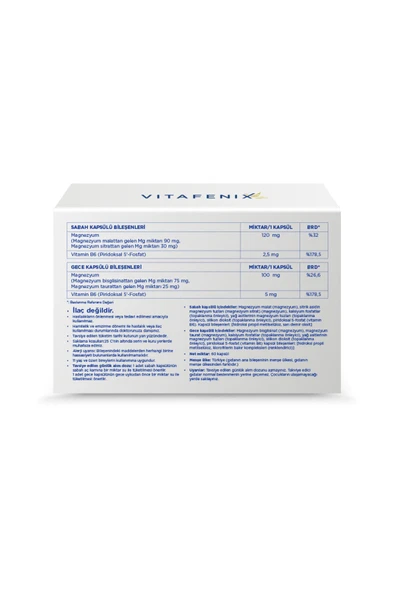 Vitafenix Magna P Gece Gündüz Kapsül Magnezyum Takviyesi - 2