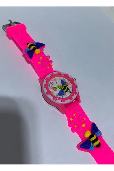 abnturk Pembe Renk Kız Çocuk Analog Kol Saati 3D Silikon Kordonlu Saat - 3